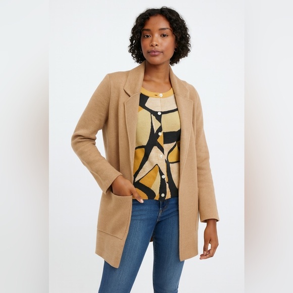 J.Crew Abstract Print Merino Wool Multicolor Cardigan Sweater Size Medium - Picture 13 of 13